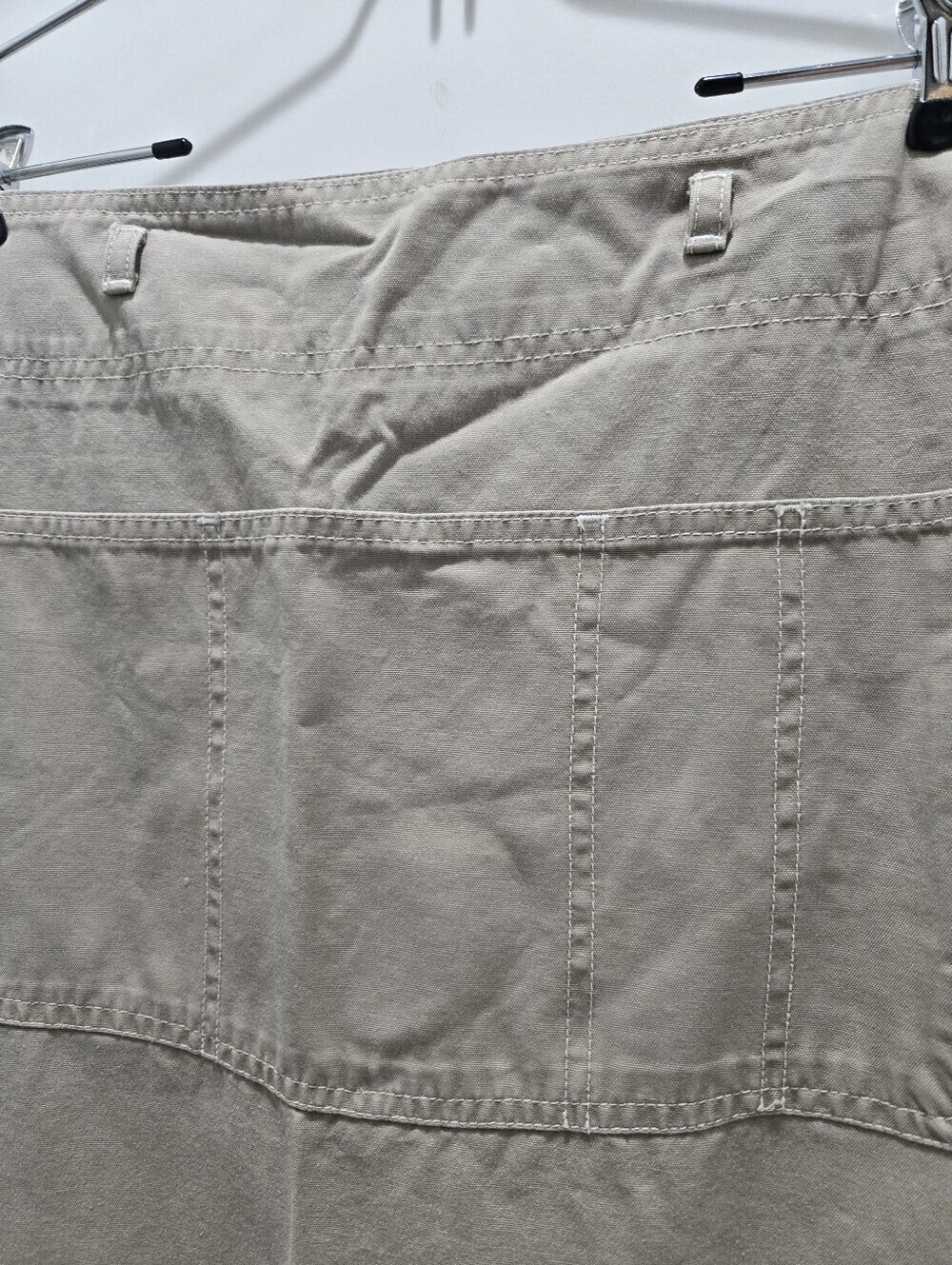 VINTAGE Y2K AMERICAN EAGLE COTTON KHAKI WRAP MAXI SKIRT WOMEN 6 BIB FRONT AEO - Picture 8 of 12